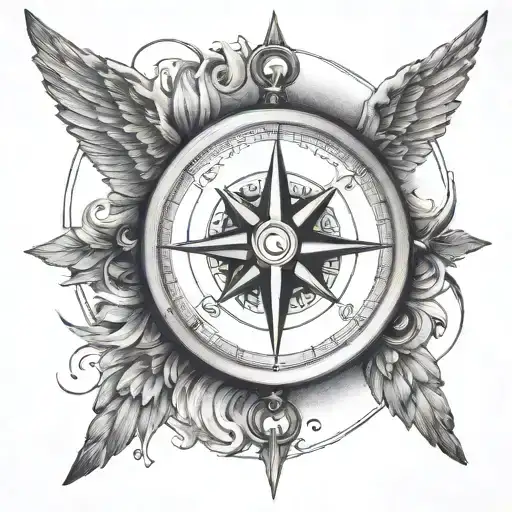 Compass Covered With Wings