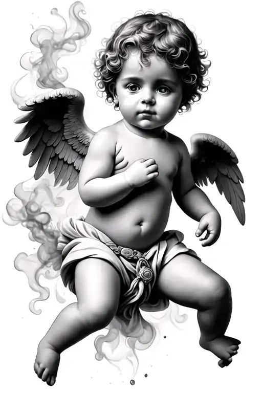 Cupid Baby Angel With Smoke Fading Underneath