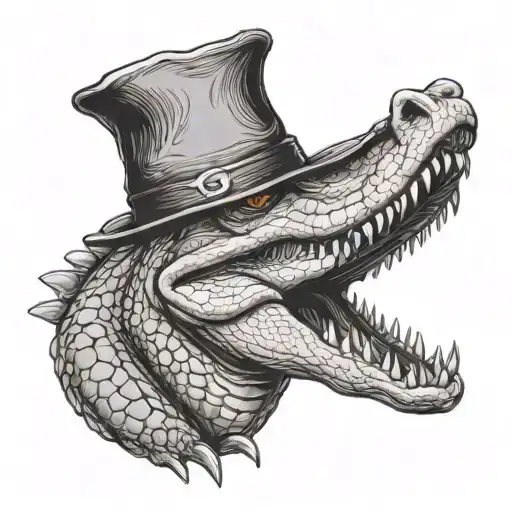Western Alligator With Hat Sitting