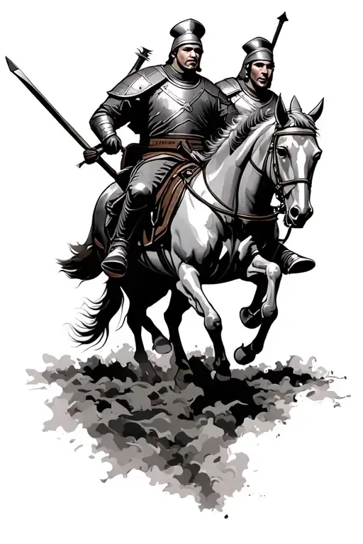 Polish Hussar Warriors Riding Into Battle