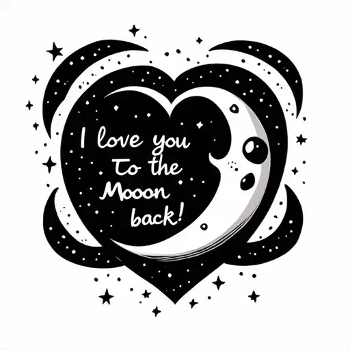 A Moon In A Heart With Text Saying I Love You To The Moon And Back