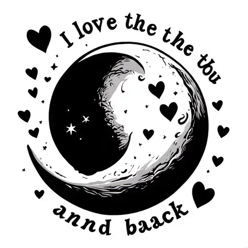 A Moon With Small Hearts Around It And Text Saying I Love You To The Moon And Back