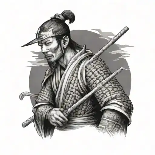 Vietnamese Samurai Wearing Straw Jingasa