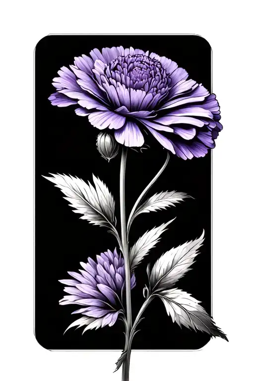 One Carnation One Violet And One Aster Flower