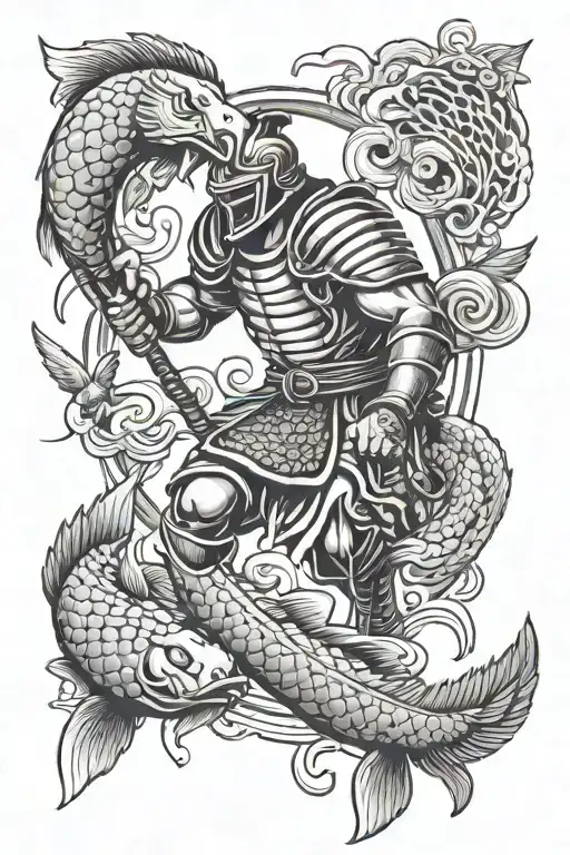 Japanese Style Gladiator With Koi Fish