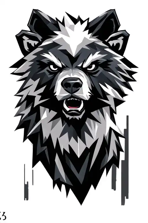 Geometric Bear Head Angry Bear