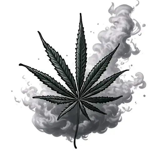 Evil Marijuana Leaf Coming Out Of Cloud Of Smoke