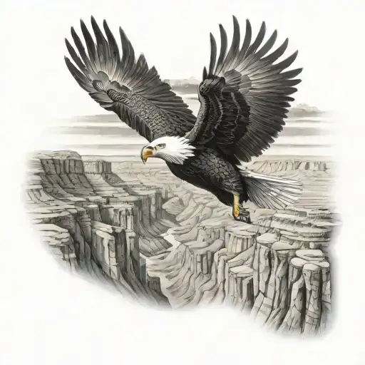 Realistic Canyon With An Eagle Flying