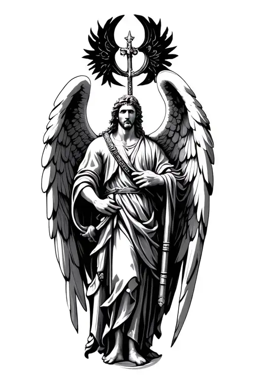 Small Tattoo Representing The Archangel Michael