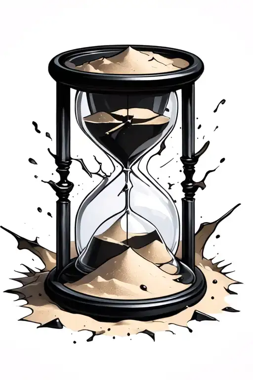 Broken Hour Glass With Sand