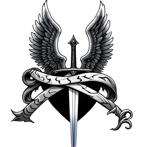 Small Tattoo Of Wings And Sword Wrapped