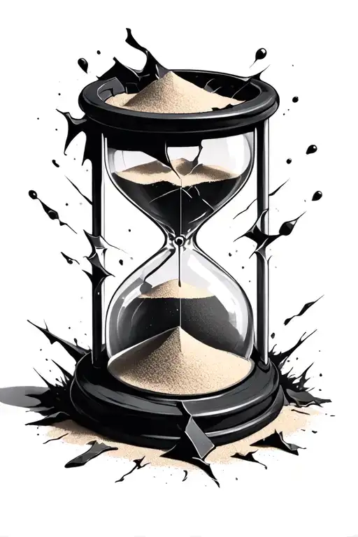 Broken Hour Glass With Sand