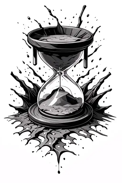Broken Hour Glass At The Bottem With Sand Falling