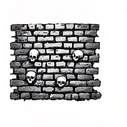 Old Brick Wall With Little Skulls All Over It