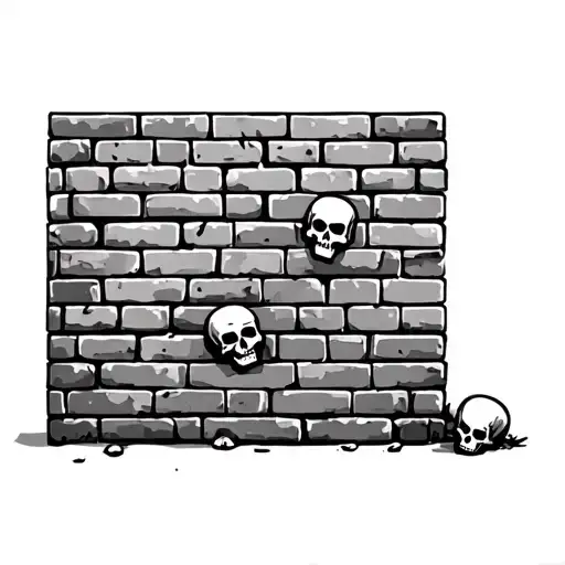 Old Brick Wall With Little Skulls All Over It