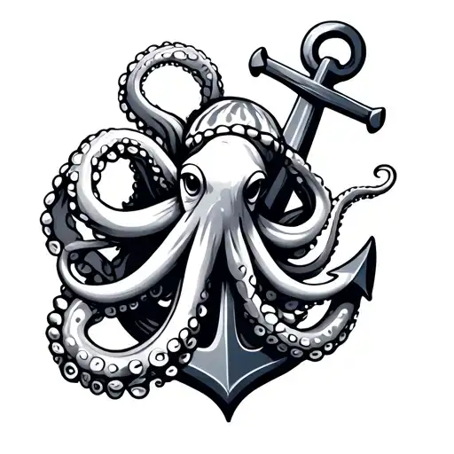 Octopus Tentacles Wrapped Around Anchor