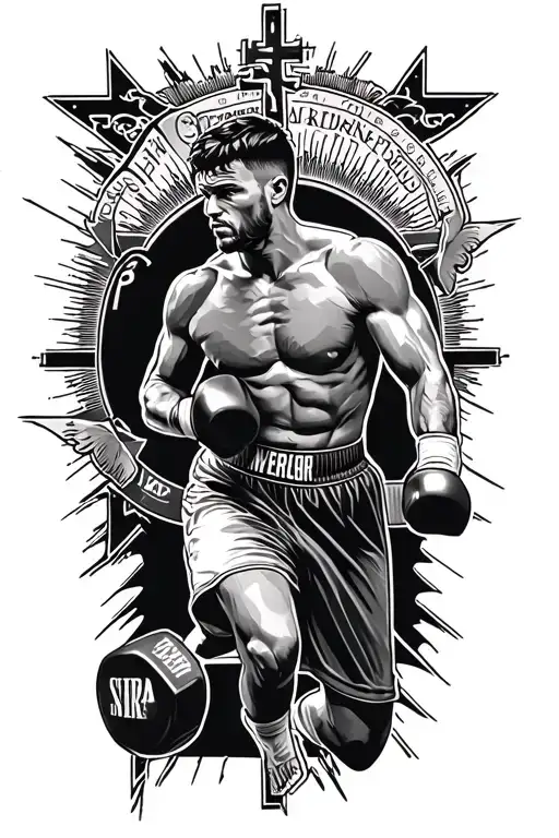 Boxer Entering Ring And A Religious Motive In