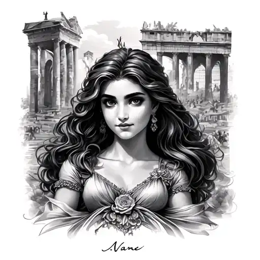 Ariel Name Written Name Written With Some Rome In The Background