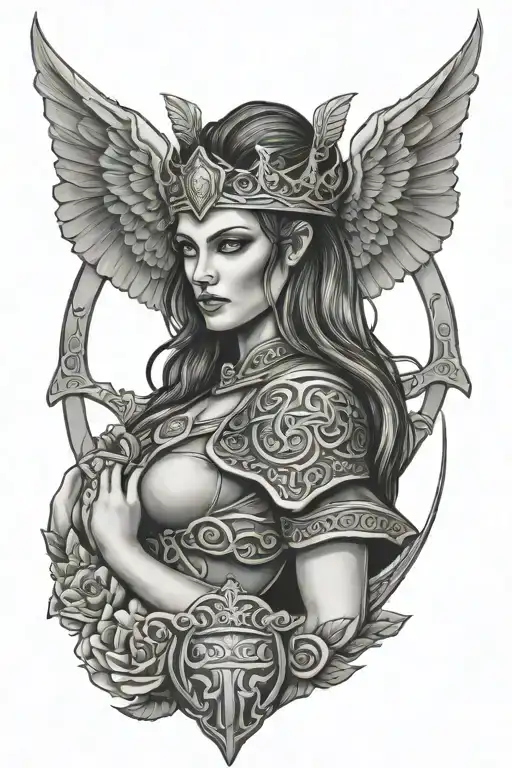 Celtic Warrior Woman And Claddagh