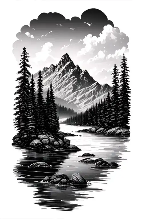 Mountains Of The Taiga River