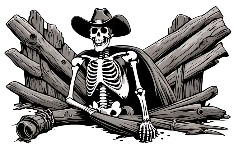 Skeleton Old Western Cowboy