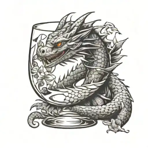 Glass Of Gin And Tonic With Dragon