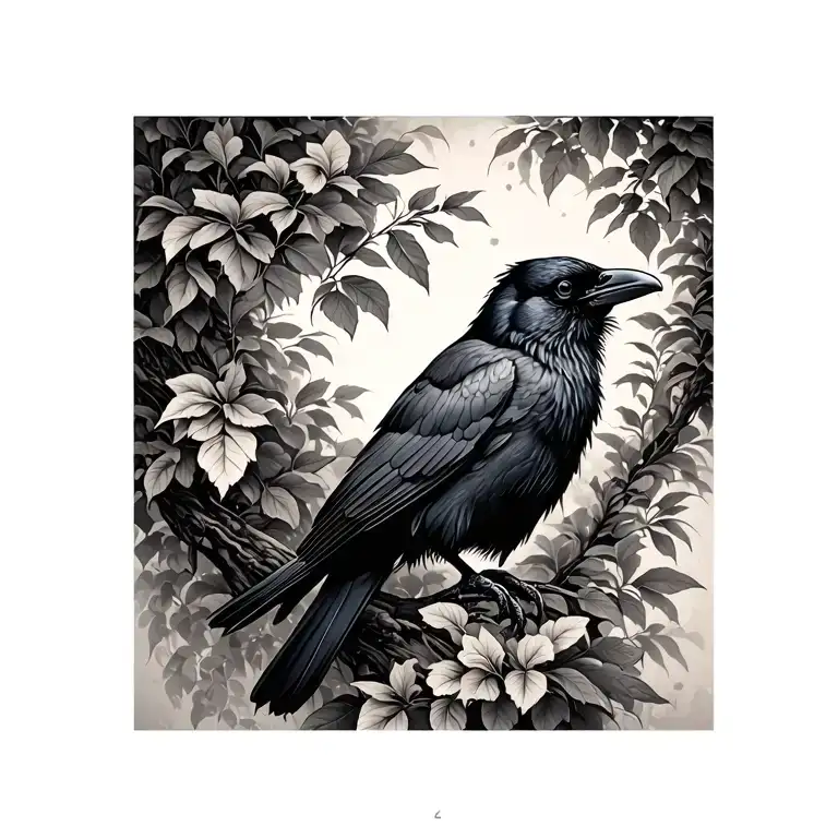 Crow On Viny Bushes Wrapping Up Forearm