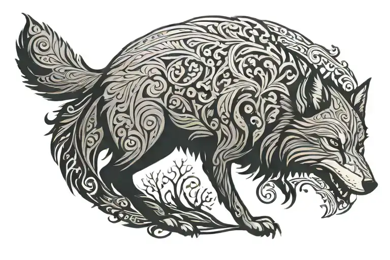 Nordic Wolf Silhouette