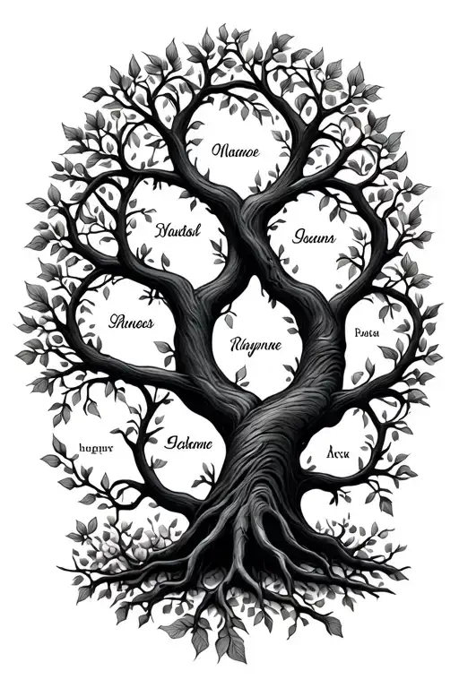 Family Tree Including 5 Kids Names Intertwined Vines