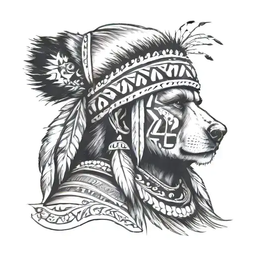 Indian With Bear Hat