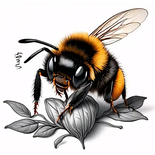 Fluffy Bumble Bee Hugging A Seed