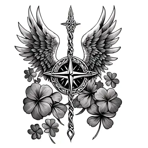 Valkrie Wings With A Keltic Knot Arm Band A Viking Compass And Clover Flowers