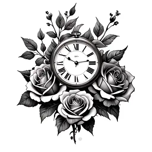Roses And Clock Face
