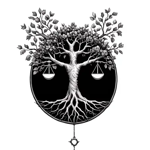 Mens Libra Tree Of Life With Roots