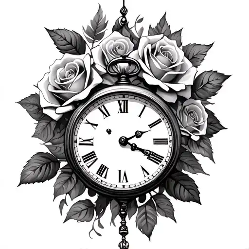 Roses And Clock Face