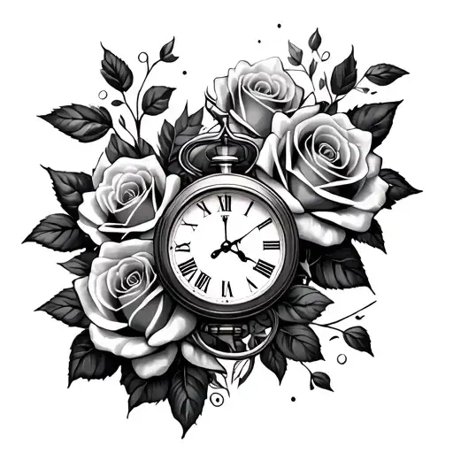 Roses And Clock Face