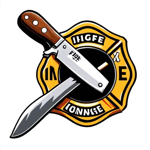 Firefighter Emblem With Chef Knife Incorporated