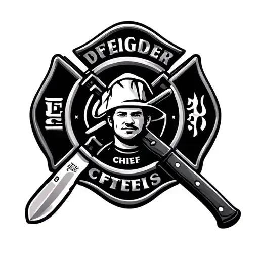 Firefighter Emblem With Chef Knife Incorporated Within