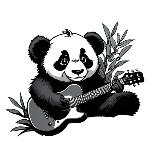Panda Playing A Guitar
