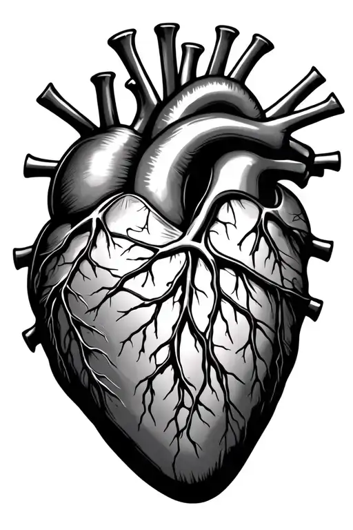 Anatomically Correct Heart With Just The Aorta Depicted As Being Made Of Steel