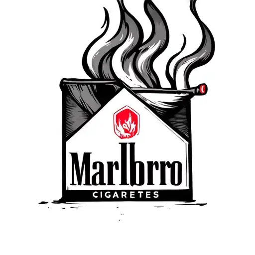 Marlboro Cigarette Burning Black