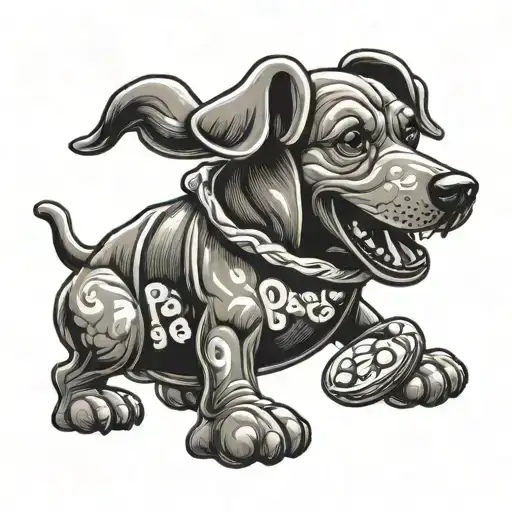 Dog Carrying A Bag Of Jelly Beans That Say Papas As The Brand