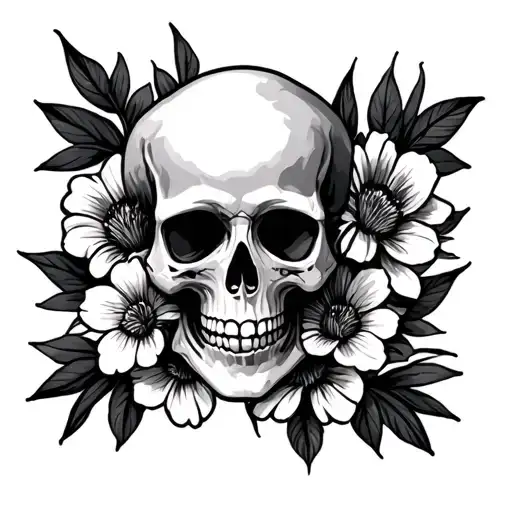 Skull And Flowers