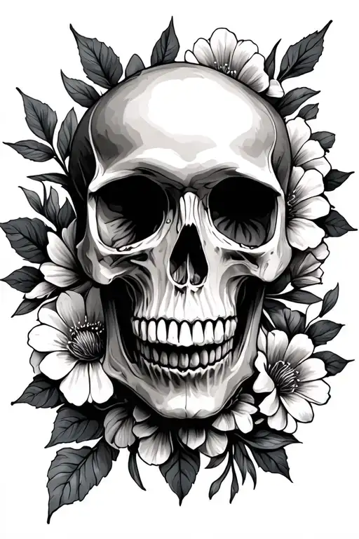Skull And Flowers
