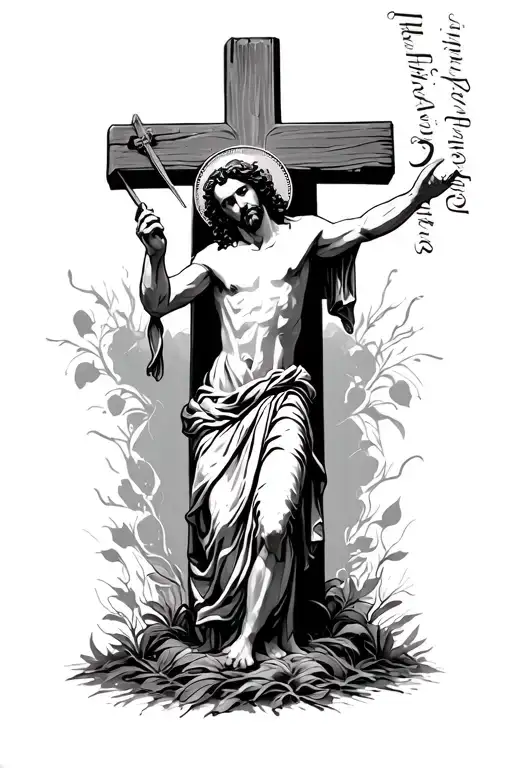 Cross With Jesuses Shepherd And Bible Quote