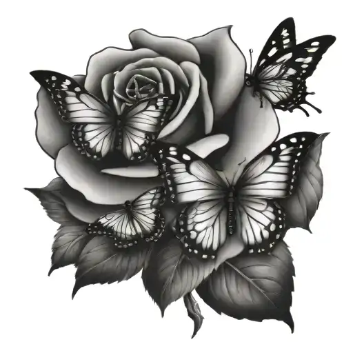 Rose And Butterflies