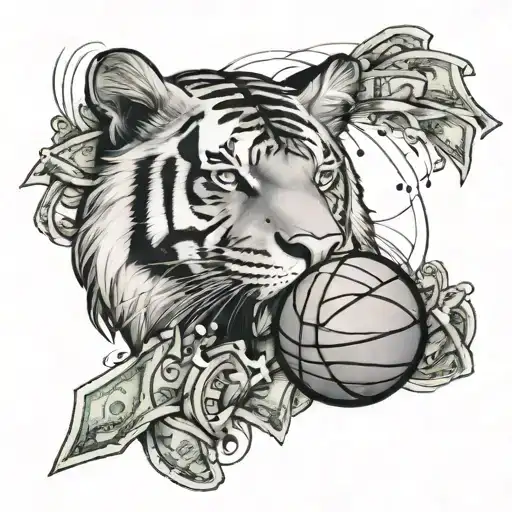 A Basketball Made Of Money With A Tiger Face On It
