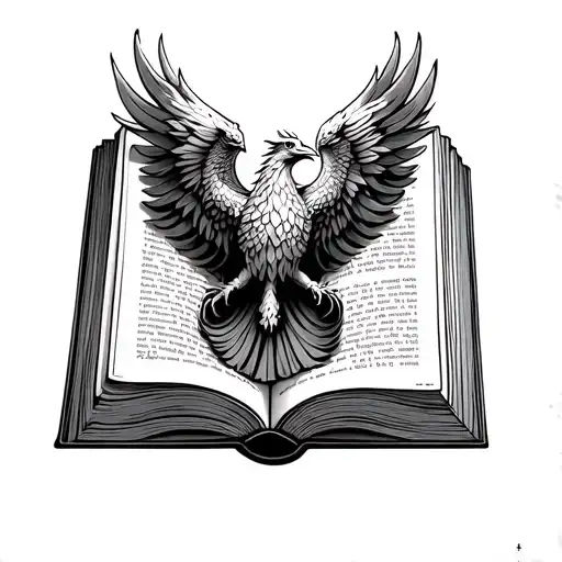 Book With A Phoenix Coming Out Of It