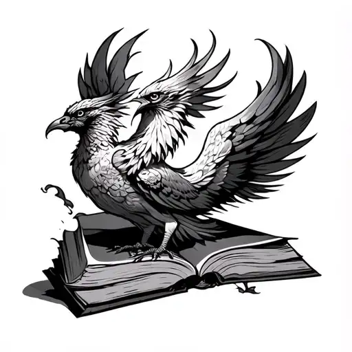 Book With A Phoenix Coming Out Of It