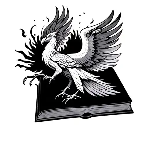 Book With A Phoenix Coming Out Of It